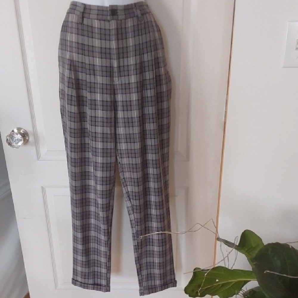 Classic Plaid High Waisted Women's Trousers